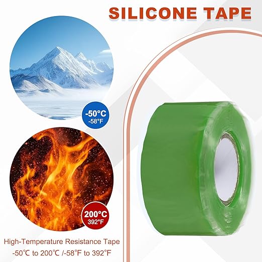 uxcell 2 Pcs Self Fusing Silicone Tape, 1" x 10ft Waterproof Water Leak Sealing Tape for Plumbing Pipe Hose Repair Handles, Green