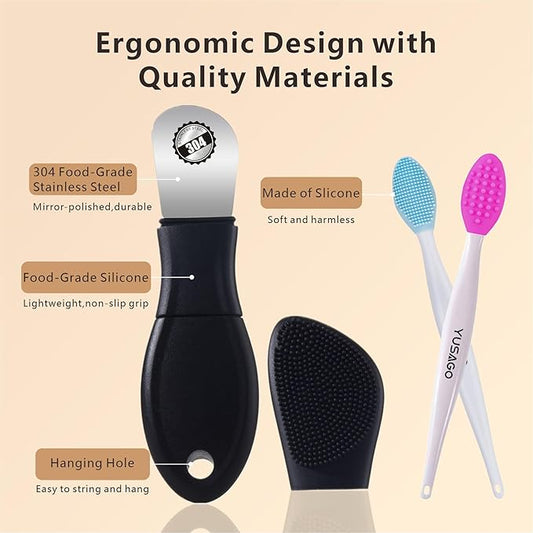 Face Washing Brushes,Nose Blackhead Removal Tools,3Pcs Pore Cleaning Brush, Skin Scrubber Face Spatula,Double-headed Blackhead Extractor Pimple Extractor,Face Scraper for Deep Cleansing (Black)
