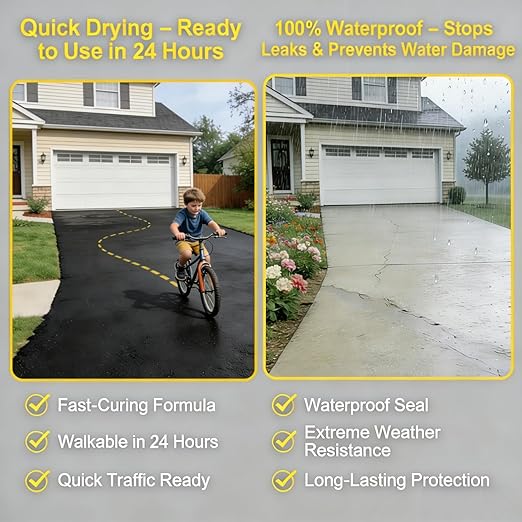 Concrete Cement Crack Filler Self-Leveling Sealant, 3Pack Waterproof Fast-Drying Concrete Sealer Repair, Flexible Easy DIY Crack Seal Gule for Driveway, Sidewalk, Patio, Garage Floor, Asphal
