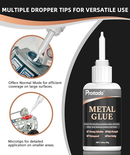 Metal Glue, 35g Heavy Duty Super Strong Clear Glue, Waterproof Heat Resistant Adhesive for Metal Bonding, Repair, Steel, Aluminum, Iron, Copper, Auto Parts, DlY Kits