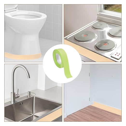 uxcell 4 Rolls Green Caulk Sealant Strip Waterproof Self Adhesive 0.87" x 10.5Ft Toilet Caulk Tape, Bathtub Caulk Sealing Strip for Kitchen Countertop, Sink, and Floor Edge Protector