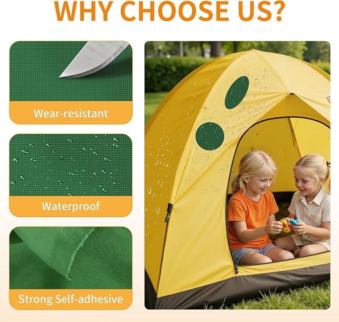 Waterproof Self-Adhesive Fabric Repair Tape - Tent Repair Kit,4pcs Nylon Fabric Patches for Jacket, Clothes, Puffer Down Jacket,Sleeping Bag, Outdoor Gear Tenacious Repairs Tape, Green