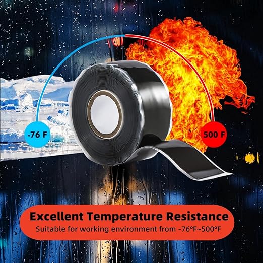 Self Fusing Silicone Tape for Plumbing Black 1.5" X 36-Foot Non-Adhesive Leak Seal Tape Waterproof, Multi-Purpose Adhesive Tape for Gym Equipment Hose Emergency Repair