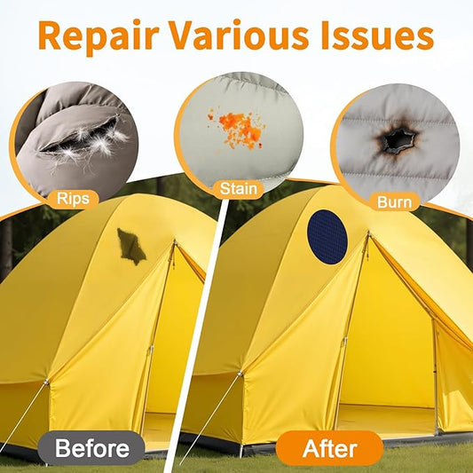 Waterproof Self-Adhesive Fabric Repair Tape - Tent Repair Kit,4pcs Nylon Fabric Patches for Jacket, Clothes, Puffer Down Jacket,Sleeping Bag, Outdoor Gear Tenacious Repairs Tape, NavyBlue
