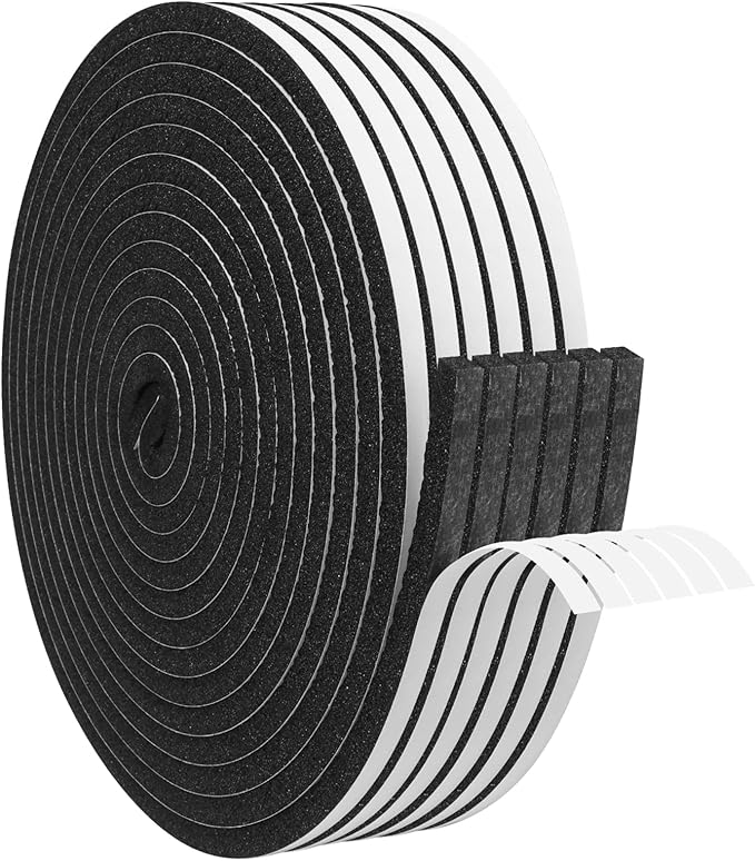 DGSL Foam Insulation Tape, 1/4In x 1/4In x 197Ft Weather Stripping Door Seal Strip for Doors and Windows,Sliding Doors, Soundproofing Door Seal,Weatherstrip,Air Conditioning Seal Strip