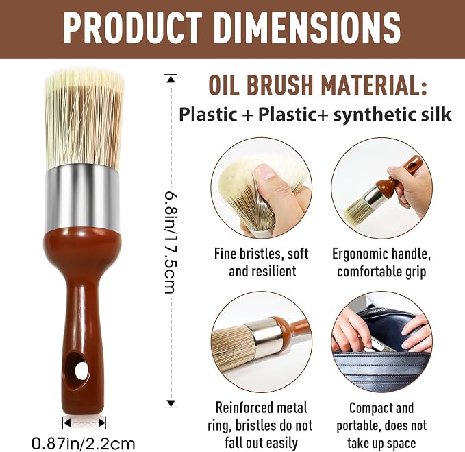Horse Hair Brush for Leather and Furniture Salve - Durable Wax Brushing Tool with Comfortable Handle for Home Leather Cleaning （Long Handle）