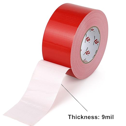 3 Inch Red Duct Tape ,Heavy Duty Duct Tape Red Colored 3 Inch x 60 Yards,9 Mil Thick Industrial Grade,Waterproof,No Residue,Strong,Flexible and All Weather,Professional for Indoor & Outdoor Use