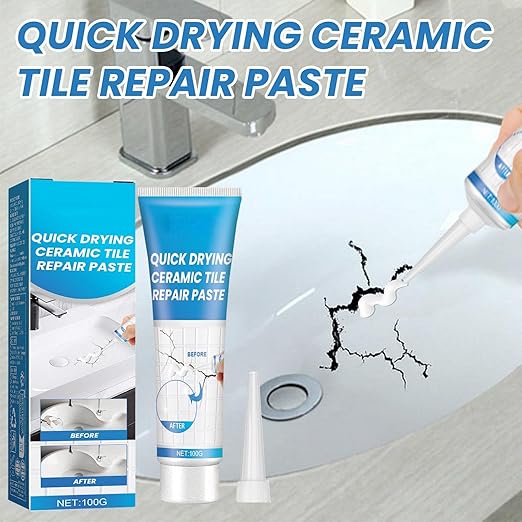 Quick Drying Ceramic Tile Repair Paste – Fast-Set Tile Crack Filler with Strong Adhesion, Easy Apply & Smooth Finish for Floor Tiles, Wall Tiles, Porcelain & Ceramics