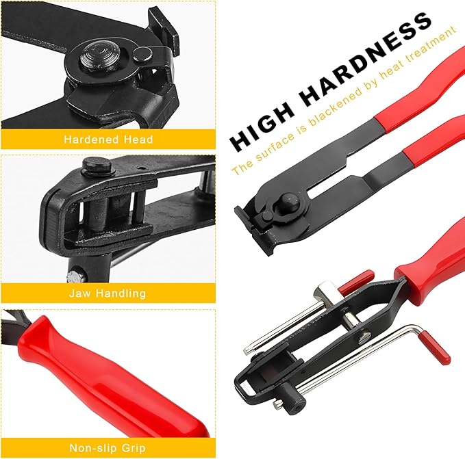 2 PCS CV Joint Boot Clamp Pliers, Heavy Duty CV Joint Ear Clamp Banding Tool Kit for Vacuum Hoses Clamping, Automotive Hose Axle Boot Crimp Pliers Set for Most Cars ATV UTV