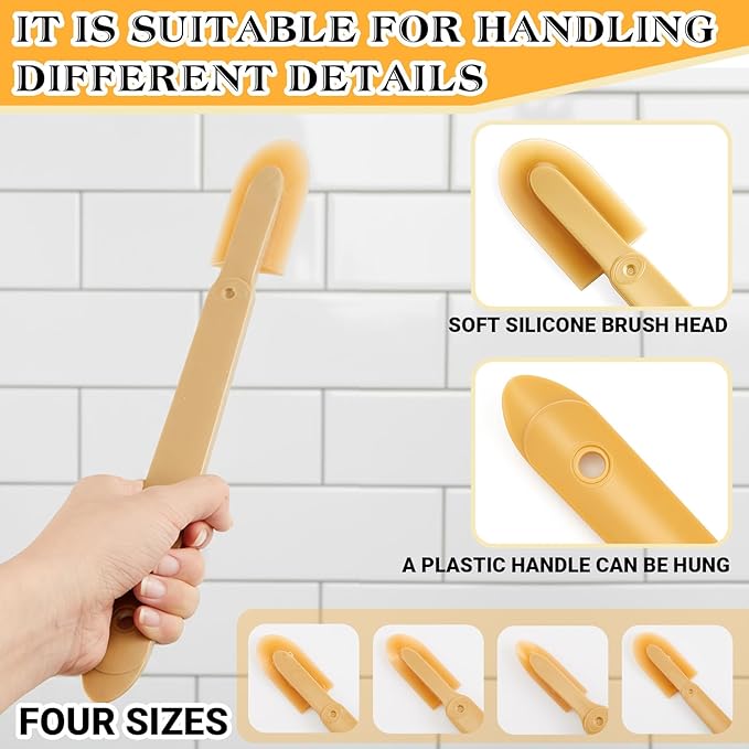 8 Pcs Silicone Caulking Tool Kit 4 Sizes Caulk Finishing Tool with 2 Roll White Masking Tape Reusable Sealant Spatula Spreader for Corner Gap Seam Brick Skirting Kitchen Bathroom