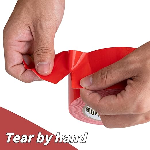 Oleitodh 6 Pack Red Duct Tape Heavy Duty,8.3 Mil Thickness,2 Inches x 30 Yards,Strong Industrial Strength,Flexible,No Residue,Waterproof and Tear by Hand,Multi-Use for Indoor & Outdoor Repairs