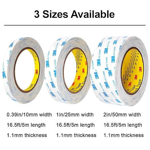 3M Double Sided Tape 2in x 16.5ft, Mounting Tape Heavy Duty, Removeable PE Foam Tape Strips, Strong Adhesive Tape Waterproof Free Damage for Paint Wall Picture Hanging Poster
