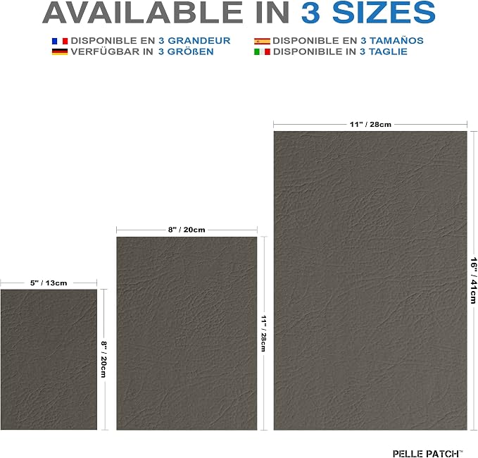 Leather Repair Patch for Car Seat - 25 Colors Available - Original 8x11 - Medium Grey