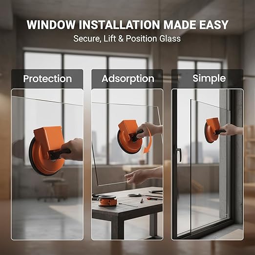 Floor Gap Fixer Tool - Heavy Duty Suction Cup Repair Tool for Laminate, Wood, Tile & Vinyl Flooring - Durable, Compact & Efficient Laminate Floor Gap Repair Tool (Orange+Rubber Mallet)