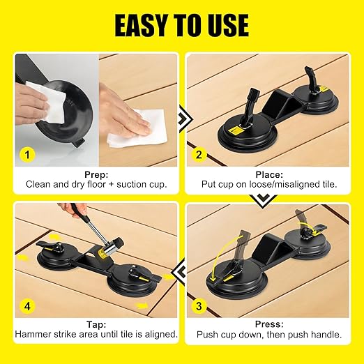 Floor Gap Fixer Tool - Heavy Duty 45° Striking Surface Floor Gap Repair Tool with Dual Enhanced Suction Cup, Plank Grabber Floors Fix Pro Made of Iron for Fixer Laminate/Vinyl Flooring Tools