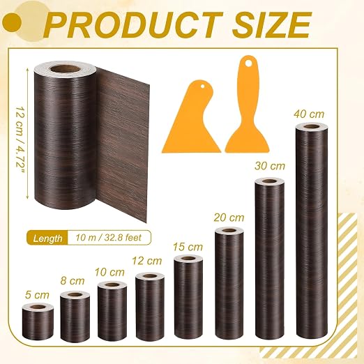 PATIKIL Wood Grain Repair Tape, 5" x 33' Self Adhesive Realistic Wood Tape with Scraper Durable Repair Patch for Furniture Floor Window Door Table DIY Home Decor, Black Walnut