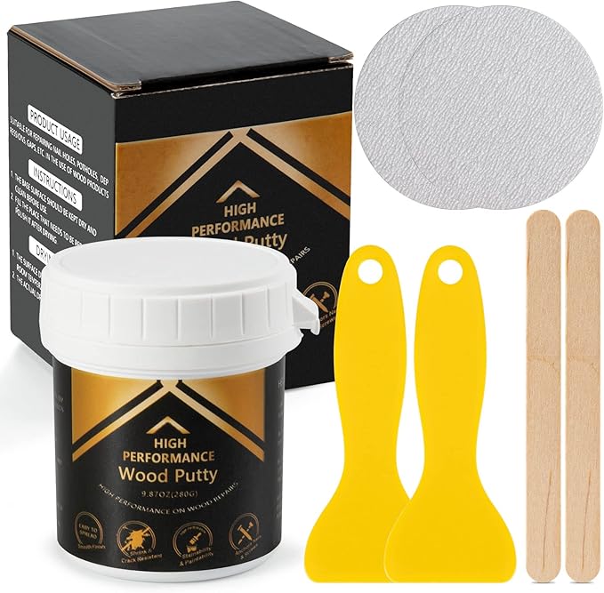 Deuvuo Red Oak Wood Filler, High-Performance Red Oak Wood Putty Kit - Quickly Fix Wood Cracks and Blemishes with Wood Hole Filler - Paintable, Stainable, Sandable & Quick Drying - 9.87 Ounce