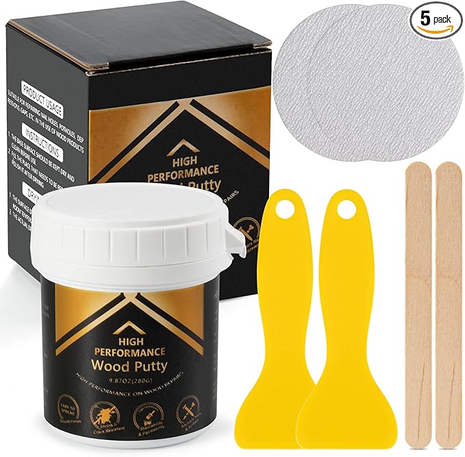 Deuvuo White Wood Filler, 32 Oz Paintable white Wood Putty, Stainable Wood Filler - Exterior Wood Repair Filler Kit Offers a Quick and Lasting Fix for Furniture, Cabinets, Floors,Door, Deck