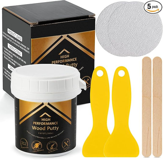 Deuvuo White Wood Filler, 32 Oz Paintable white Wood Putty, Stainable Wood Filler - Exterior Wood Repair Filler Kit Offers a Quick and Lasting Fix for Furniture, Cabinets, Floors,Door, Deck