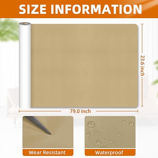 BSZHTECH Leather Repair Tape, Self-Adhesive Leather Repair Patch for Couch Furniture Sofas Car Seats, Advanced PU Vinyl Leather Repair Kit(Dark Kahki, 23.6X79 inch)