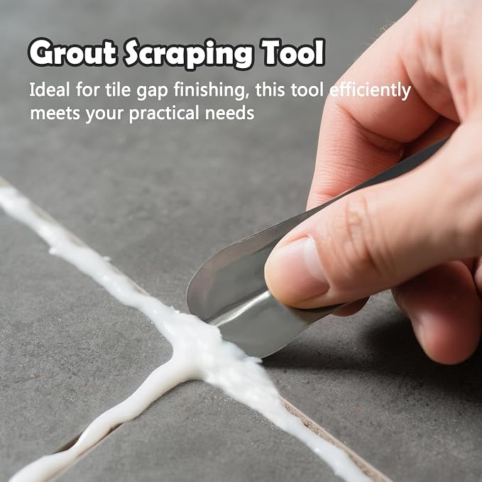 5 Piece Stainless Steel Caulking Tool Kit – Grout Finishing, Removal & Application Tools for Tile & Concrete, Caulk Finisher for Inside/Outside Corners (Reusable & Durable)