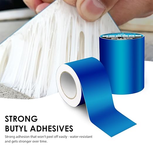 Blue Waterproof Butyl Tape, 2in x 33ft - W x L, All Weather Strong Adhesive Butyl Sealant Tape Metal Roof Repair for Pool Cover, RV Roof, Awning, Windows, Boat, Gutter Patch