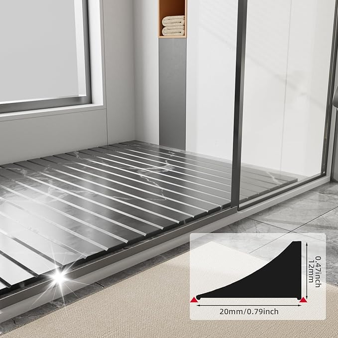 78inch Shower Threshold Water Dam Barrier Shower Door Bottom Seal Strip, Silicone Rubber Kitchen Splash Guard, Corner Dam Water Retaining Strip for Countertop,Bathroom Floor (Grey)