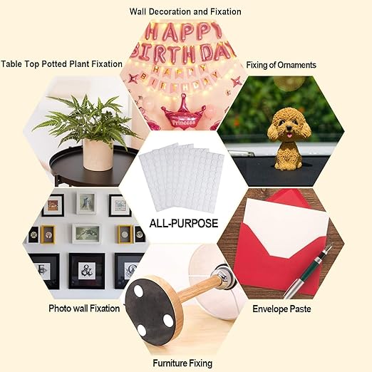 JANYUN 280Pcs Sticky Dot Stickers Clear Putty Sticky Tack for Decoration | 20mm Removable Sticky Tack Putty, No Trace Waterproof Transparent Poster Tape for Wall Decor Photos Party Balloons Crafts