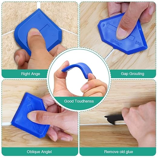Tyenaza 5 in 1 Caulking Tool Set, Multifunctional Shovel Angle Scraper Silicone Sealant Finishing Tool