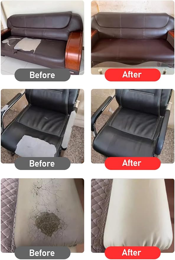 Leather Repair Kit for Furniture, 16x40 inch Self Adhesive Leather Repair Patch for Couches, Chairs, Car Seats, Cabinets, Handbags, Waterproof and Wear-Resistant Vinyl Repair Kit, Beige