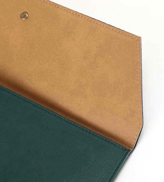Leather File Folder for Documents,Important Document Folder with String Tie,Laptop Sleeve Notebook Case,Leather File Organizer,A4 Envelopes Filing Folder (Horizontal, Green)