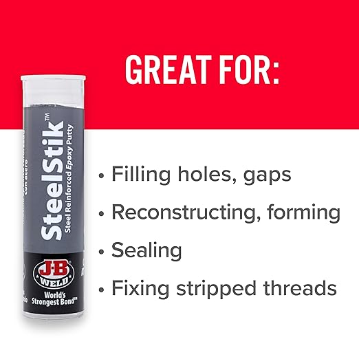 J-B Weld SteelStik, 1 Hour Cure, Steel Reinforced Epoxy Putty Stick - 2 Pack, Dark Grey (8267-2)