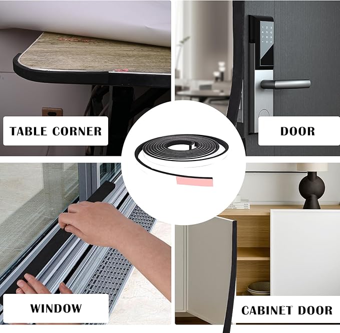 1 inch Wide x 1/8 inch Thick Foam Tape Single Sided,Closed Cell Door Insulation Strip with Self-Adhesive, Soundproofing Black Foam Weather Stripping for Window, High Density Weathestrip 33 Feet