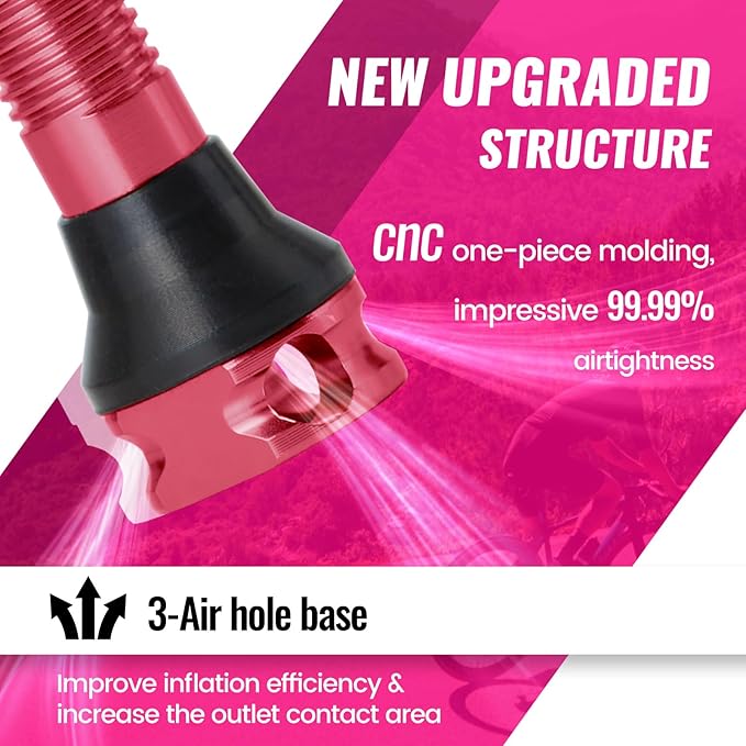 RideNow Tubeless Presta Valve Stems, 45mm Super Light Alloy Presta Tubeless Valve Stem Kit with Valve Core Remover Tool and Valve Stem Caps, Multiple Color and Size Options(Pair), Pink