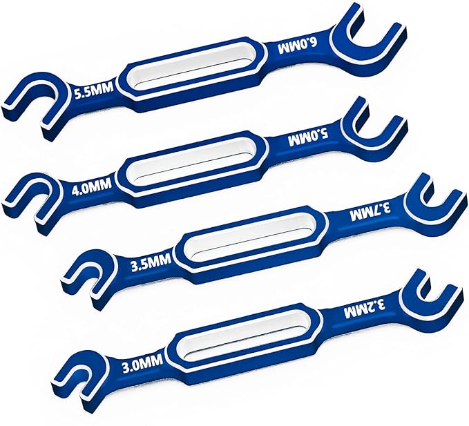 4PCS RC Wrench 3.0/3.2/3.5/3.7/4.0/5.0/5.5/6.0mm Turnbuckle Nut Ball Joint Remover RC Repair Tool for RC Crawler Car Boat Upgrade Parts, Blue