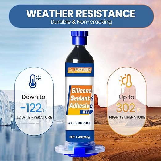 RTV Silicone Sealant Adhesive – 100% Waterproof Silicone Caulk for Automotive, Window, Bathroom, Kitchen – High Bond, Shrink & Crack Resistant – Black(1.4oz/40g)