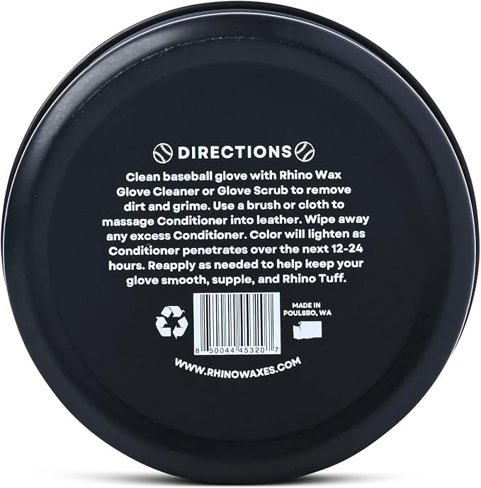 Rhino Wax Baseball Glove Conditioner for Leather - Break in, Protect & Care | Conditions, protects and helps restore dry baseball gloves while preserving softness, flexibility and long-term performance.