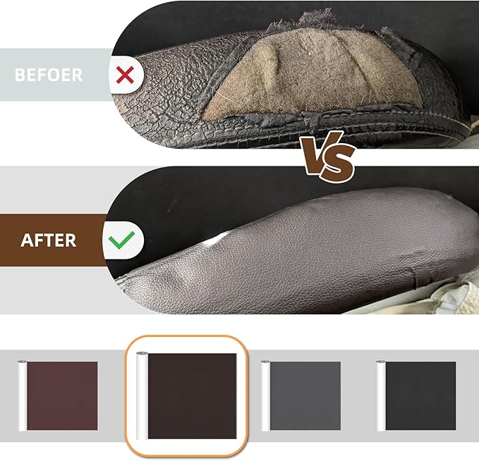 CHEIGHY Leather Repair Kit Self Adhesive Leather Repair Patch for Furniture 15.7X79 inch Vinyl Repair Kit for Couches Car Seats Sofa Office Chair Belt Jackets (Dark Coffee)