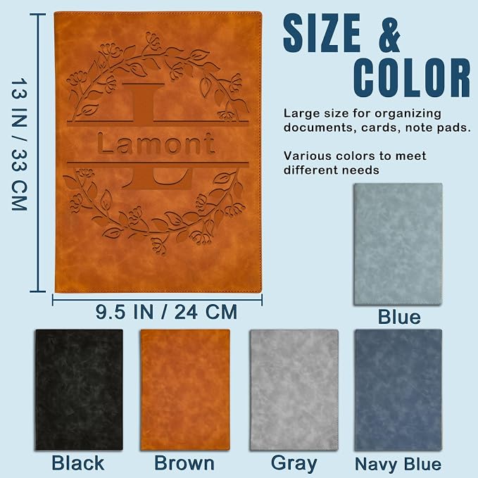 Personalized Padfolio with Engraved Text/Name Customized Leather Portfolio for Schools Conferences Corporate Offices
