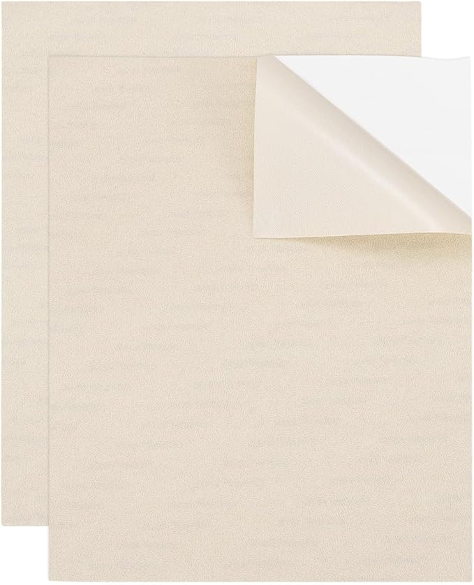 MECCANIXITY 2 Pcs Leather Repair Patch 8"x10" Self-Adhesive Leather Vinyl Repair Tape Kit for Furniture Couches Sofa Chair Car Boat Seats Jackets, Beige Yellow
