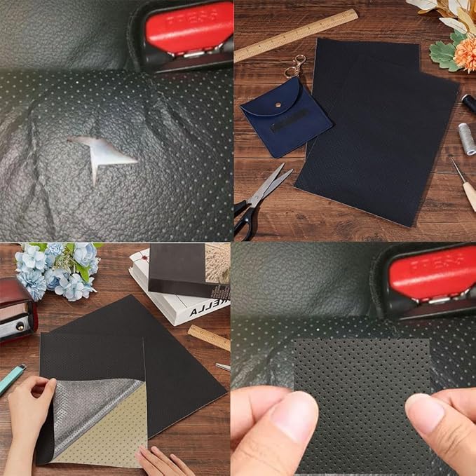 Leather Repair Patch 17.7x78.7 Breathable Perforated Adhesive Self-Adhesive Repair Patch, Furniture Couch Car Seats Office Chairs Sofa Repair Patch Refurbished Patch