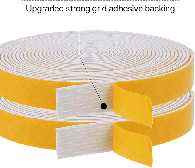 Foam Weather Stripping-2 Rolls,1/2 Inch Wide X 1/16 Inch Thick Total 26 Feet Long, Foam weatherstrip with Adhesive for Door Insulation(13ft x 2 Rolls)