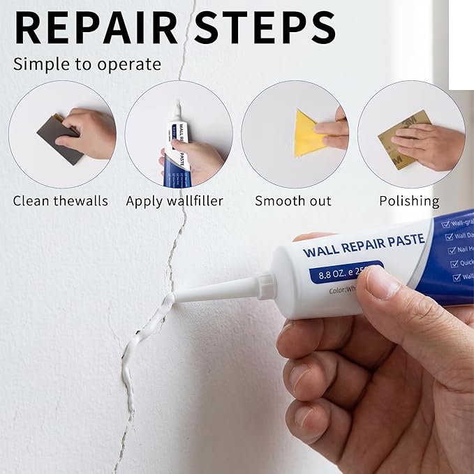 Drywall Repair Kit with Scraper, 2026 New Wall Mending Agent for Holes, Cracks, Small Damage, Quick Easy Solution for Home Wall Efficient Patch Repair (2 pcs)