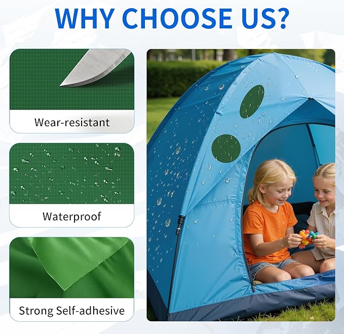Waterproof Self-Adhesive Nylon Fabric Repair Tape - Tent Repair Kit,4pcs Fabric Patches for Jacket, Clothes, Puffer Down Jacket,Sleeping Bag, Outdoor Gear Tenacious Repairs Tape, Green