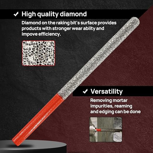 DT-DIATOOL Diamond Mortar Raking Bit for Brick Joints Stone Masonry Granite Diameter 7.2mm, Round Thread Router Bit 2pcs