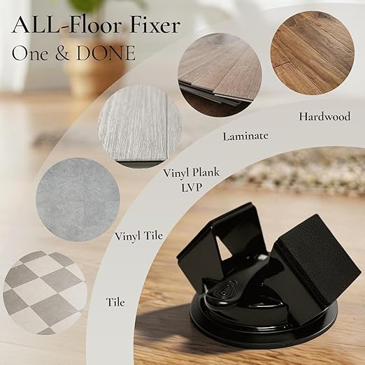 2026 Upgraded Floor Gap Fixer Tool, Heavy Duty Iron Dual 45°Striking Suction Cup for Vinyl Plank LVP, Laminate & Hardwood, 6pc Repair Set with Rubber Mallet & Gap Cleaning Knife (Black)