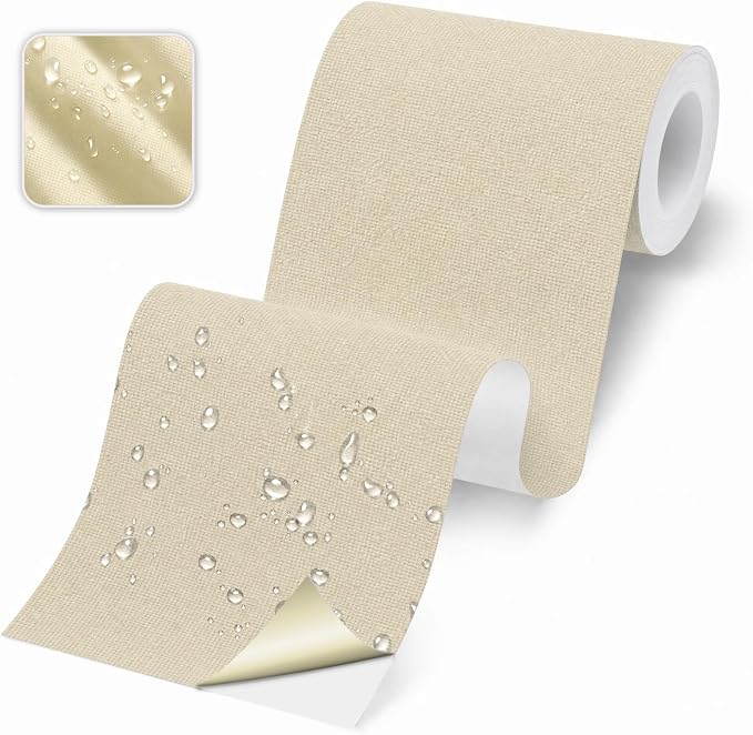 Canvas Repair Tape, Heavy Duty Waterproof Self-Adhesive Fabric Repair Patch for Tent, Sofa, Boat Covers, Chairs, Awning & Camping Outdoor Gear, 3.9"x79", Beige