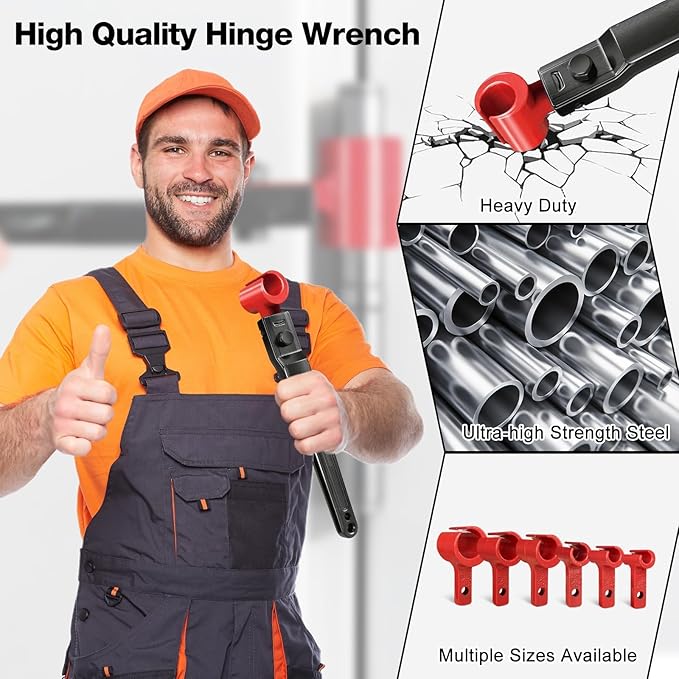 Door Hinge Adjustment Tool Set - 6 in 1 Precise Hinge Gap Adjustment Wrench for Residential and Commercial Doors Reinforced Steel Design Door Hinge Tool for Door Alignment Repair and Installation