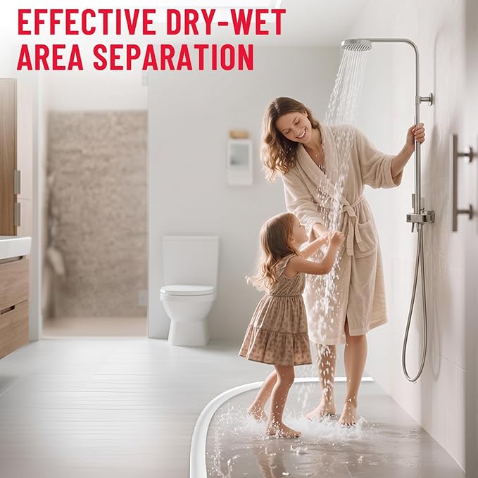 Shower Threshold Water Dam Guard - Self-Adhesive Silicone Waterproof Barrier, Leak-Proof, Flexible, Easy Installation, Customizable Length for Showers, Bathtubs, Sinks, and Countertops by Hzetuu