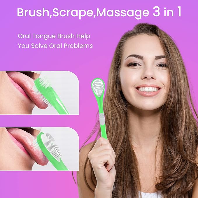 Y-Kelin Double-Side Desiged Tongue Scraper, Ultra-Soft Tongue Brush Tongue Cleaner (3 Pack)